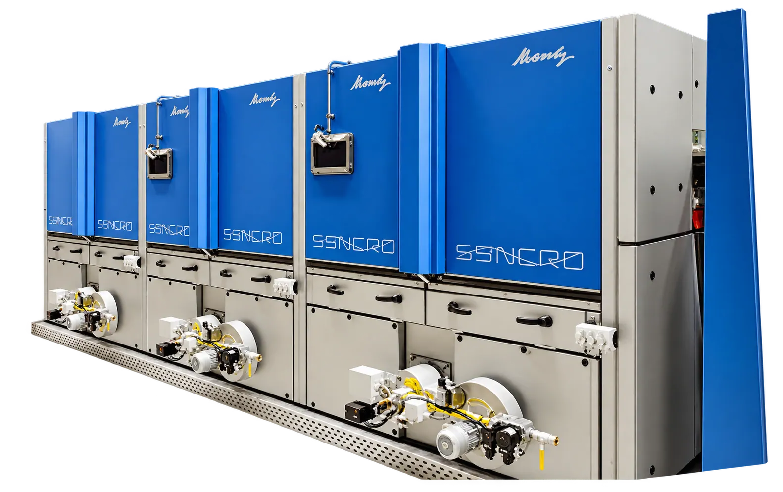 Krantz Syncro tumble-relax dryer line with blue SYNCRO panels