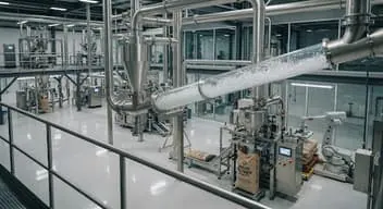 Pipework inside a polymer production plant