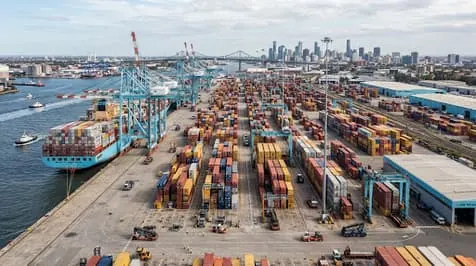 Aerial view of a container port