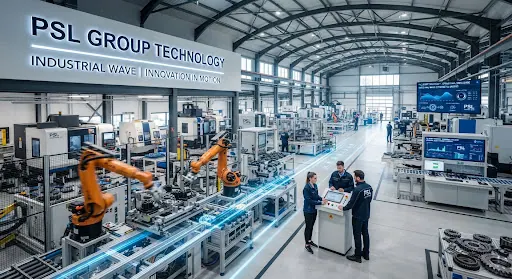 Inside a modern PSL Group industrial facility with automated production lines